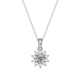 D Moissanite Diamond 925 Silver Flower Pendant Necklace Gift