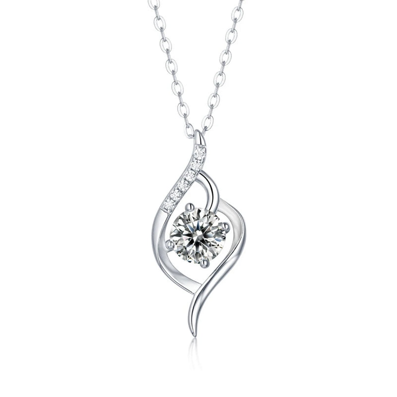 1CT D Moissanite Diamond Heart Pendant Necklace