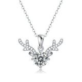 CT D Moissanite Diamond Gemstone 925 Silver Antlers Necklace Pendant