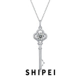 1CT D Moissanite Diamond Key Pendant Necklace