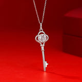 1CT D Moissanite Diamond Key Pendant Necklace