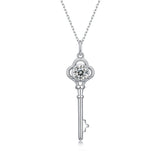 1CT D Moissanite Diamond Key Pendant Necklace