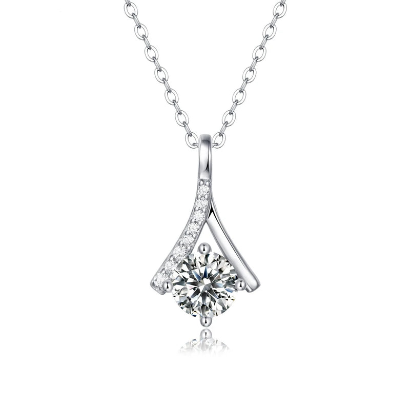1CT D Moissanite Diamond 925 Silver Pendant Necklace