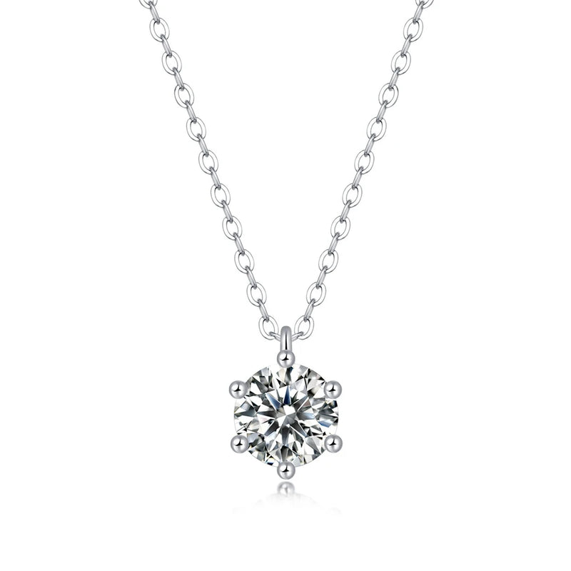 1CT D Moissanite Diamond Sterling Silver Necklace Pendant