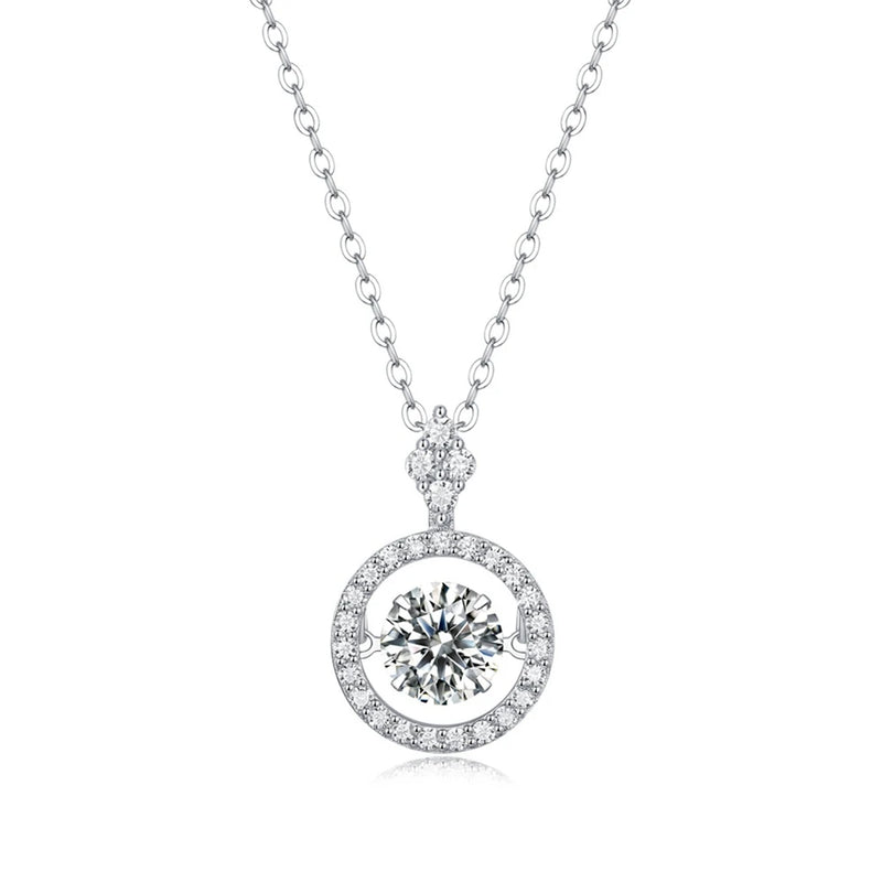1CT D Moissanite Diamond Gemstone 925 Sterling Silver Women Necklace Pendant