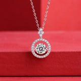 1CT D Moissanite Diamond Gemstone 925 Sterling Silver Women Necklace Pendant