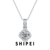 D Moissanite Diamond Gemstone Silver Necklace Pendant