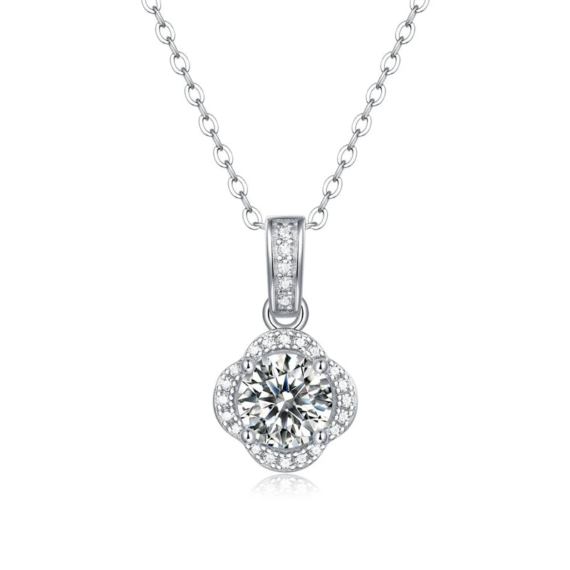 D Moissanite Diamond Gemstone Silver Necklace Pendant