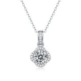 D Moissanite Diamond Gemstone Silver Necklace Pendant