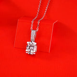 1CT Round D Moissanite Diamond Sterling Silver Pendant Necklace