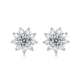 5 MM Flower D Moissanite Diamond Stud Earrings 925 Sterling Silver