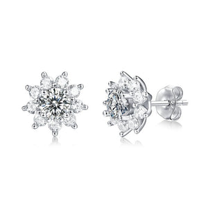 5 MM Flower D Moissanite Diamond Stud Earrings 925 Sterling Silver