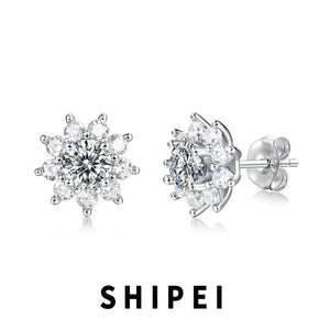 5 MM Flower D Moissanite Diamond Stud Earrings 925 Sterling Silver