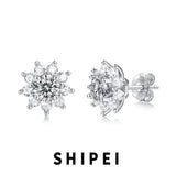 5 MM Flower D Moissanite Diamond Stud Earrings 925 Sterling Silver
