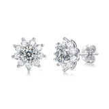 5 MM Flower D Moissanite Diamond Stud Earrings 925 Sterling Silver