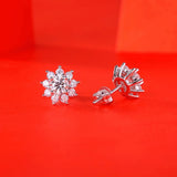 5 MM Flower D Moissanite Diamond Stud Earrings 925 Sterling Silver