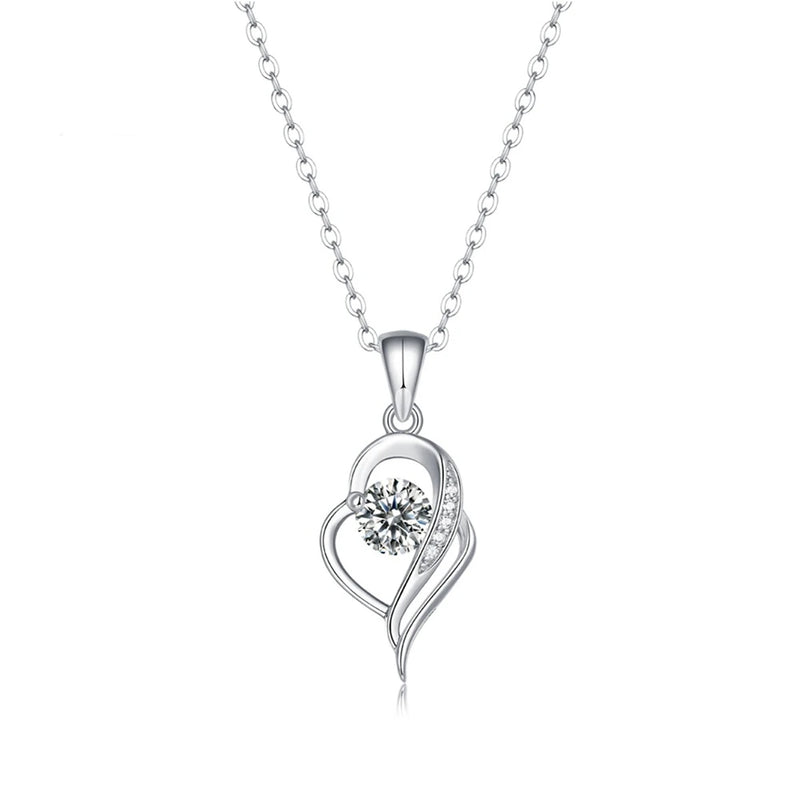 Heart Pendant Necklace 925 Sterling Silver Moissanite Diamond Jewelry