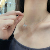 925 Silver Four-leaf Clover Sapphire Pendant Necklace