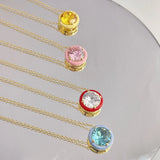 925 Silver Round Sapphire Pendant Necklace for Women