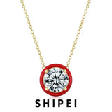 925 Silver Round Sapphire Pendant Necklace for Women