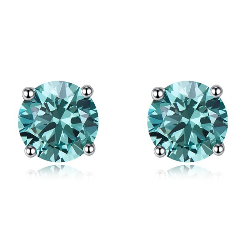 925 Silver 8 MM Sapphire Gemstone Stud Earrings