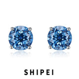 925 Silver 8 MM Sapphire Gemstone Stud Earrings