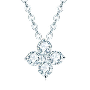 D Moissanite 925 Silver Four-leaf Grass Pendant Necklace