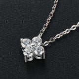 D Moissanite 925 Silver Four-leaf Grass Pendant Necklace