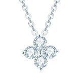D Moissanite 925 Silver Four-leaf Grass Pendant Necklace