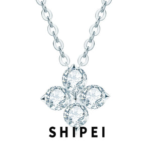 D Moissanite 925 Silver Four-leaf Grass Pendant Necklace