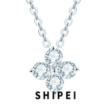 D Moissanite 925 Silver Four-leaf Grass Pendant Necklace