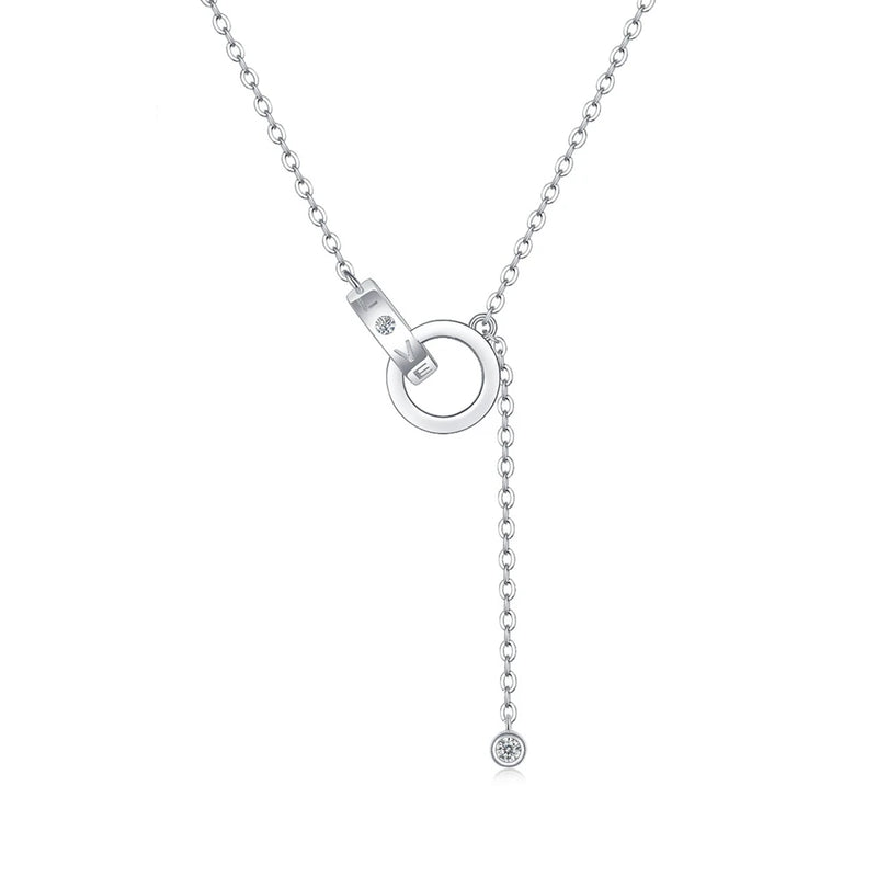 D Moissanite Diamond Gemstone 925 Sterling Silver Pendant Necklace