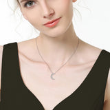 D Moissanite Diamond Gemstone Fine Jewelry Sterling Silver Moon Pendant Necklace