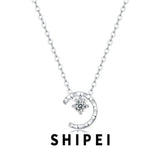 D Moissanite Diamond Gemstone Moon Pendant Necklace