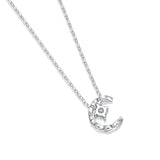 D Moissanite Diamond Gemstone Moon Pendant Necklace