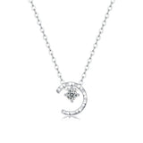 D Moissanite Diamond Gemstone Moon Pendant Necklace