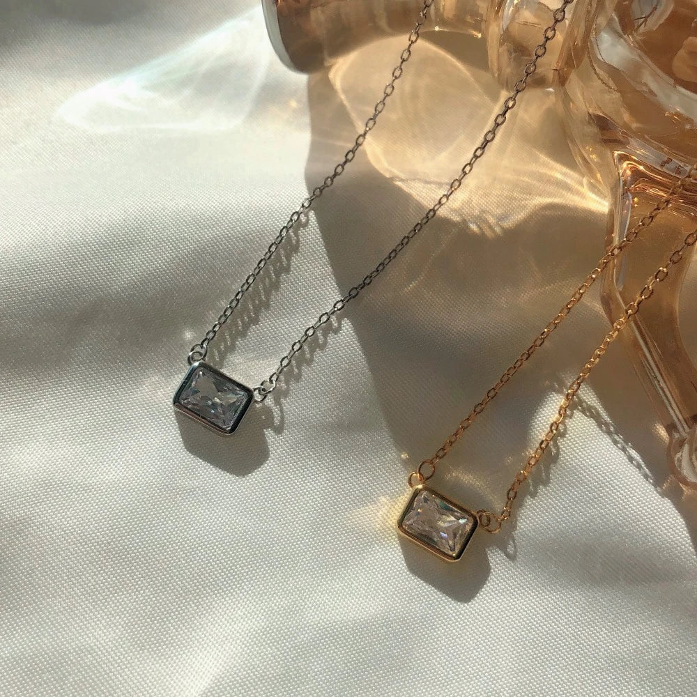 925 Silver 5x6.5MM Sapphire Pendant Necklace Women Jewelry Gift