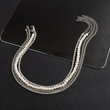 4 Pcs Pearl Beads Thick Link Chain Choker Necklace Set Hip Hop Layered Necklace