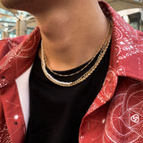 Asymmetry Pearl Beads Thin Link Chain Choker Necklace Set Men/Women Punk