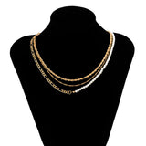 Asymmetry Pearl Beads Thin Link Chain Choker Necklace Set Men/Women Punk