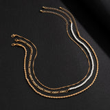 Asymmetry Pearl Beads Thin Link Chain Choker Necklace Set Men/Women Punk