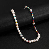 Boho Asymmetry Pearl Choker Necklace Colorful Beads Jewelry