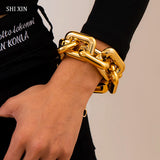 CCB Chunky Chain Bracelet for Women Hip Hop Thick Link Hand Chains Egirl