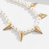 Pearl Spike Choker Necklace Collar for Women/Men