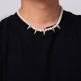 Pearl Spike Choker Necklace Collar for Women/Men