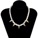 Pearl Spike Choker Necklace Collar for Women/Men
