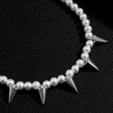 Pearl Spike Choker Necklace Collar for Women/Men