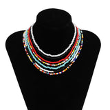 Colorful Beads Choker Necklace for Women Rainbow Beaded Chain Around the Neck