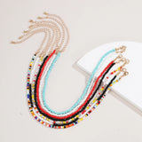 Colorful Beads Choker Necklace for Women Rainbow Beaded Chain Around the Neck