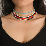 Colorful Beads Choker Necklace for Women Rainbow Beaded Chain Around the Neck
